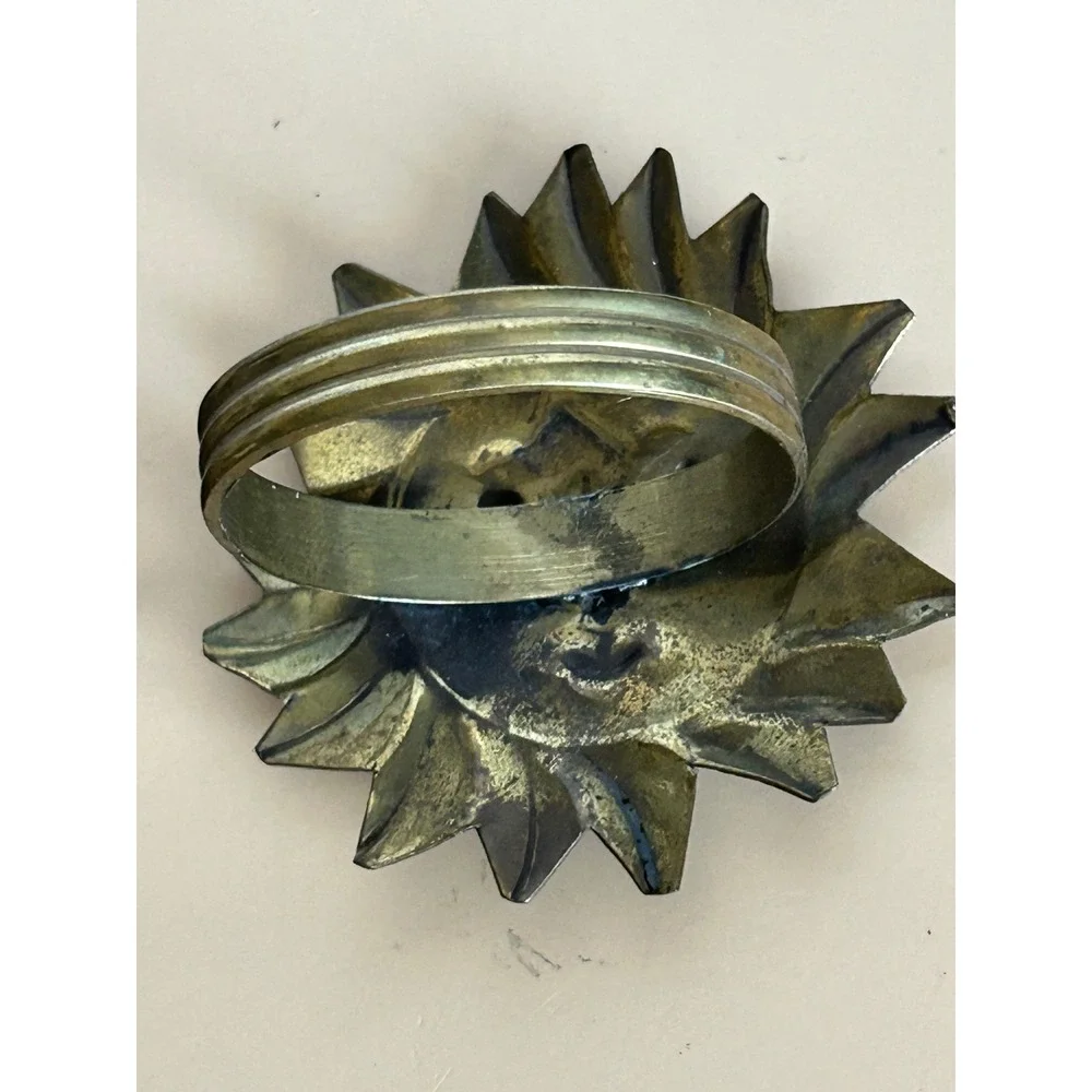 Vintage Brass Sun Face Napkin Rings Set of 4 Celestial Sunburst Made in India
